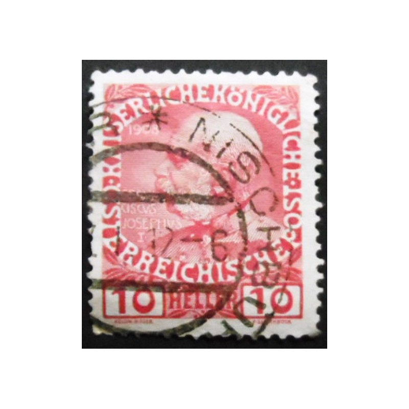 Selo postal Áustria 1908 Emperor Franz Joseph 10