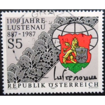 Selo postal da Áustria de 1987 1100 years Lustenau