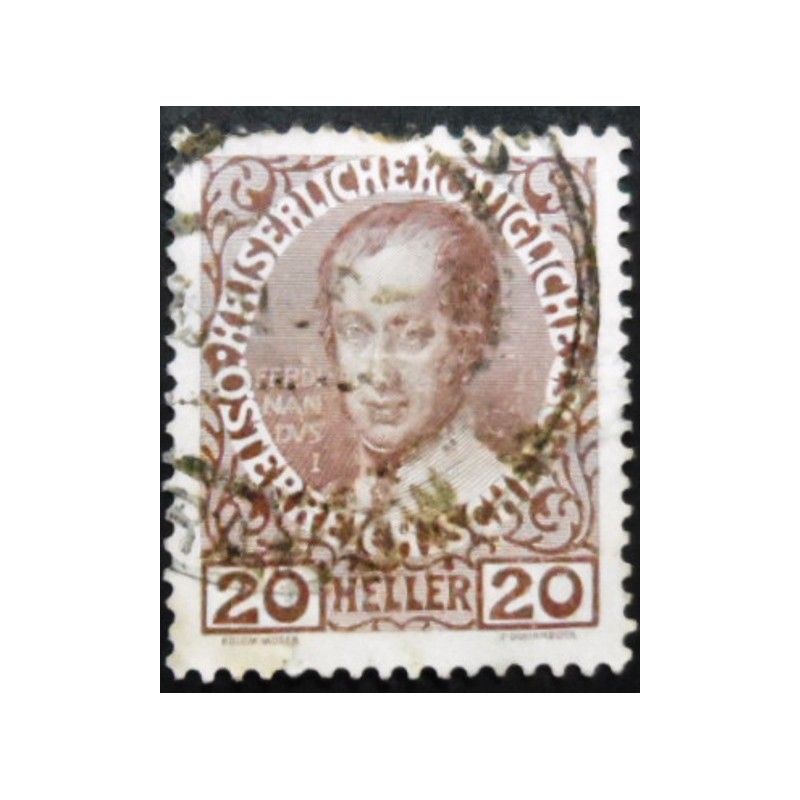 Selo postal da Áustria de 1913 Emperor Ferdinand I