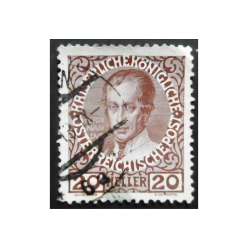 Imagem similar à do selo postal da Áustria de 1913 Emperor Ferdinand I 20 V