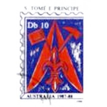 Selo postal de S.Tomé e Príncipe de 1986 Scout emblem tent flaps axe