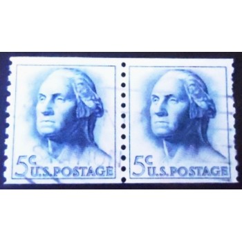 Par de selos postais dos Estados Unidos de 1962 George Washington 5 xC