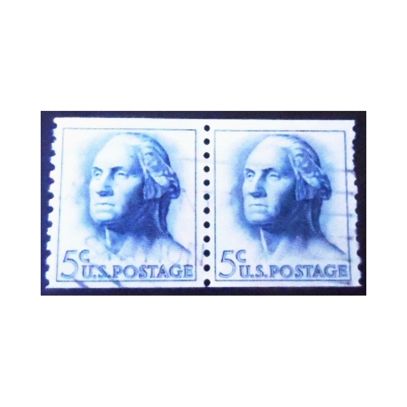 Par de selos postais dos Estados Unidos de 1962 George Washington 5 xC