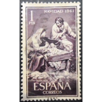 Selo postal da Espanha de 1961 Nativity U