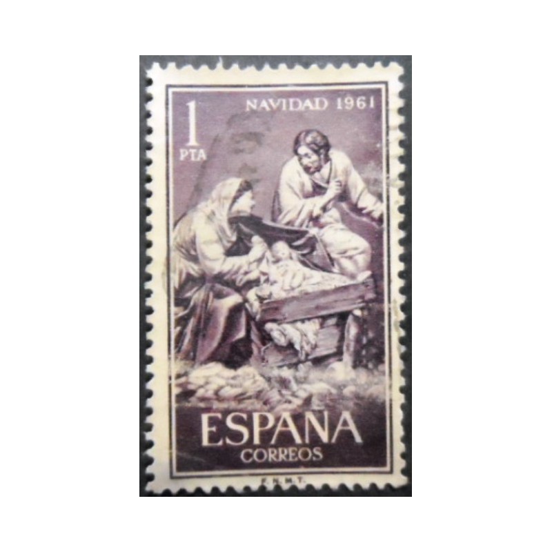 Selo postal da Espanha de 1961 Nativity U