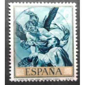 Selo postal da Espanha de 1969 The Vision of St. John the Baptist U