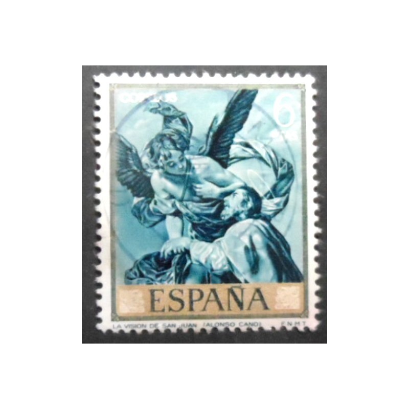 Selo postal da Espanha de 1969 The Vision of St. John the Baptist U