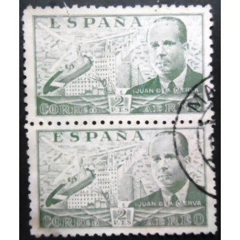 Par de selos postais da Espanha de 1942 Juan de la Cierva e Codorníu
