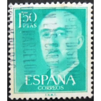 Selo postal da Espanha de 1956 General Franco 1,50 U