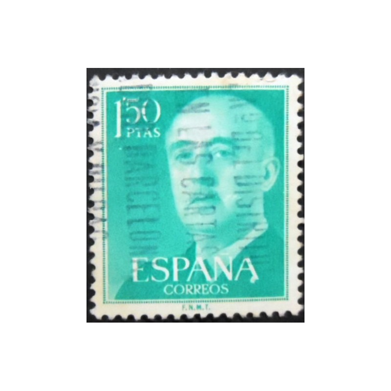 Selo postal da Espanha de 1956 General Franco 1,50 U