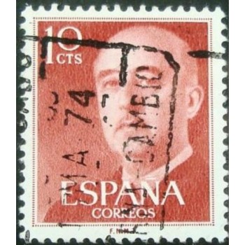 Selo postal da Espanha de 1955 General Franco 10 U