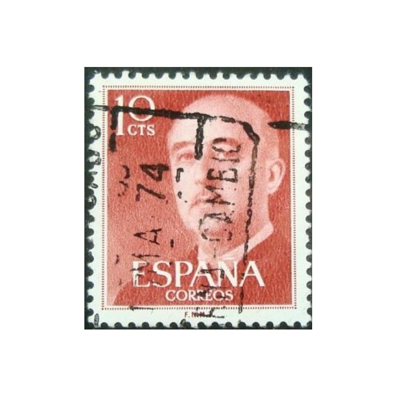 Selo postal da Espanha de 1955 General Franco 10 U