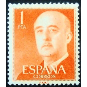 Selo postal da Espanha de 1955 General Franco 1 N