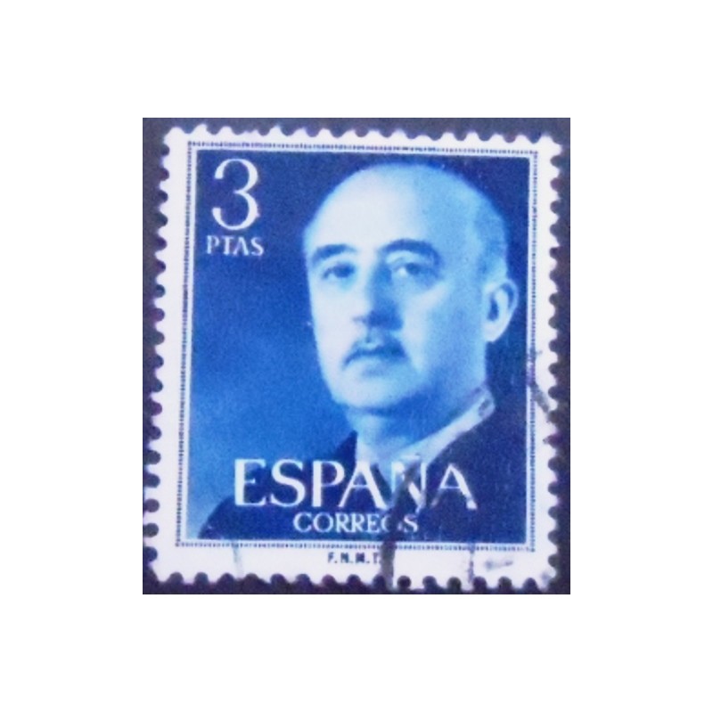 Selo postal da Espanha de 1955 - General Franco 3 U