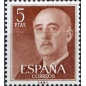 Selo postal da Espanha de 1955 General Franco 5 N