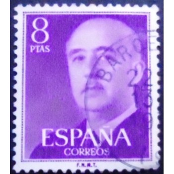 Selo postal da Espanha de 1956 General Franco 8 U