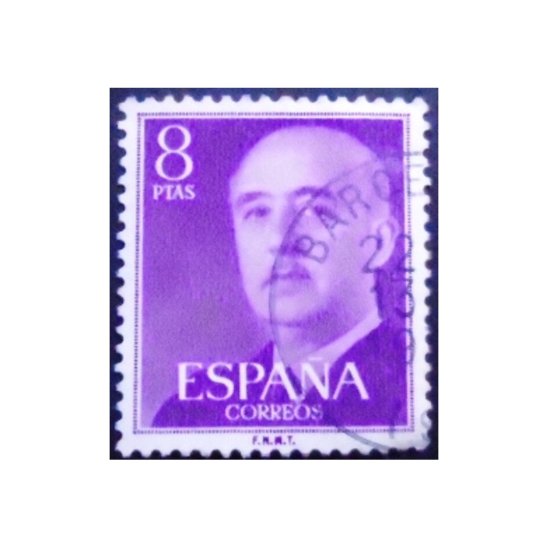 Selo postal da Espanha de 1956 General Franco 8 U