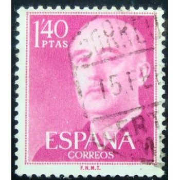 Selo postal da Espanha de 1956 General Franco 1,40