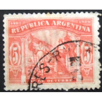 Selo postal da Argentina de 1929 Día de la Raza