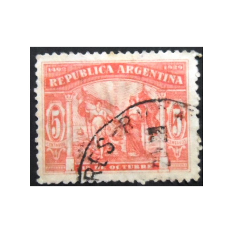 Selo postal da Argentina de 1929 Día de la Raza