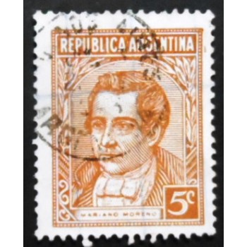 Imagem similar à do selo postal da Argentina de 1935 Mariano Moreno 5 U