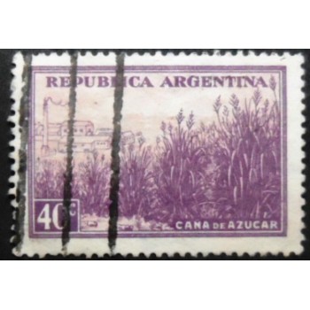 Imagem similar à do selo postal da Argentina de 1936 Sugarcane plantation SEV