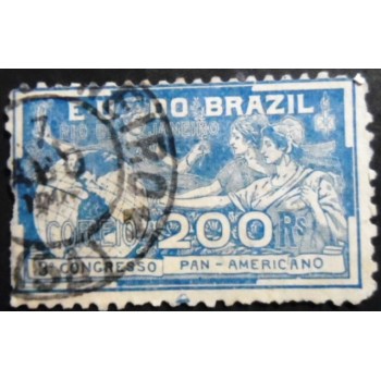Imagem similar à do selo postal do Brasil de 1906 Congresso Panamericano 200 U
