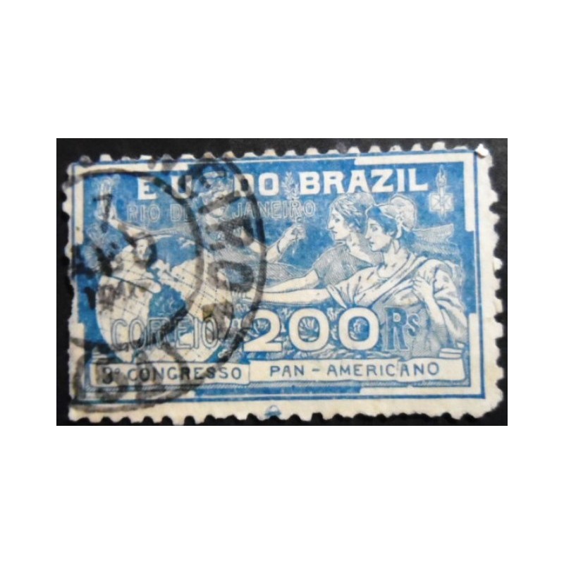 Imagem similar à do selo postal do Brasil de 1906 Congresso Panamericano 200 U