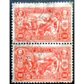Par de selos postais do Brasil de 1908 Abertura dos Portos