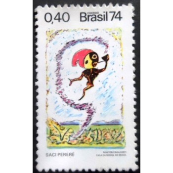 Selo postal do Brasil de 1973 - Saci Pererê N