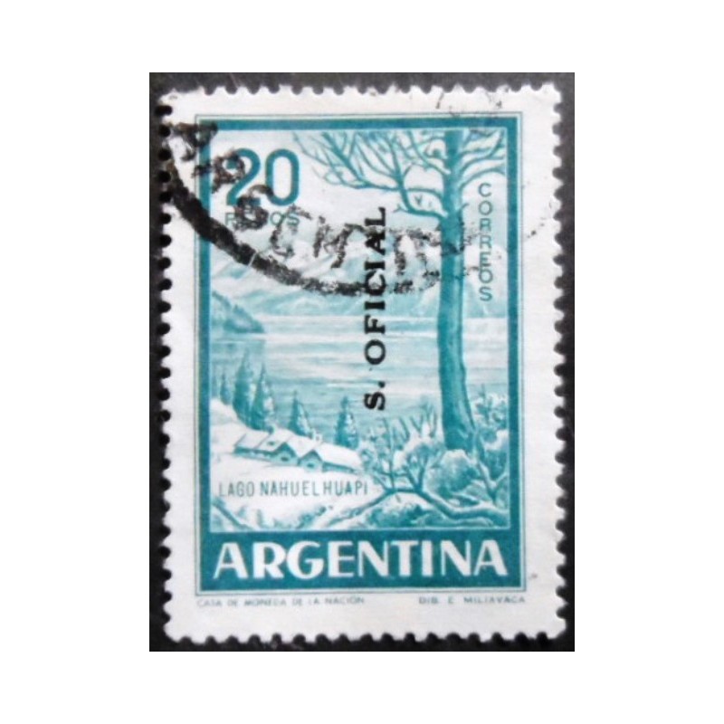 Selo postal Argentina 1960 Nahuel Huapi Lake ovpt U