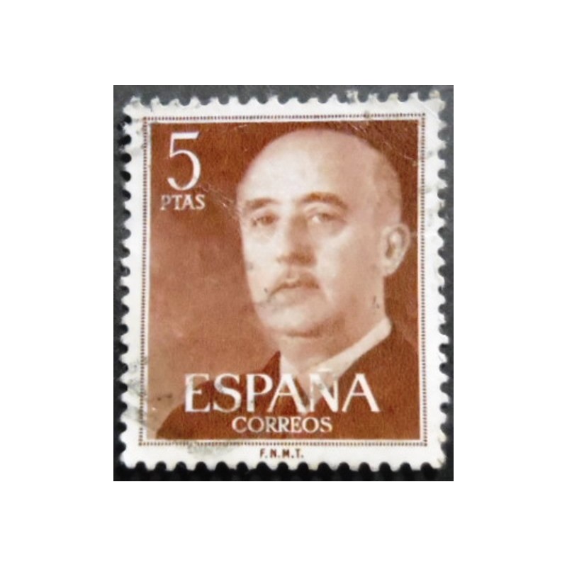 Imagem similar à do selo postal da Espanha de 1955 - General Franco 5 U c