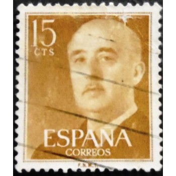 Selo postal da Espanha de 1955 General Franco 15