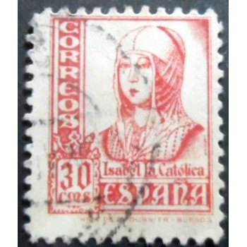Selo postal da Espanha de 1937 Queen Isabel I 30