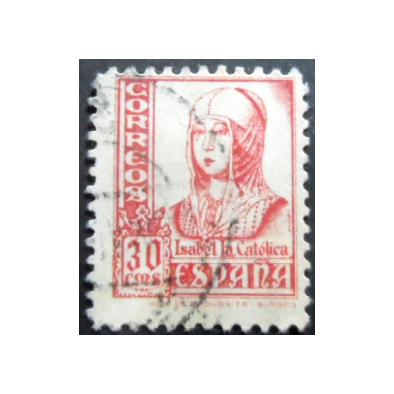 Selo postal da Espanha de 1937 Queen Isabel I 30