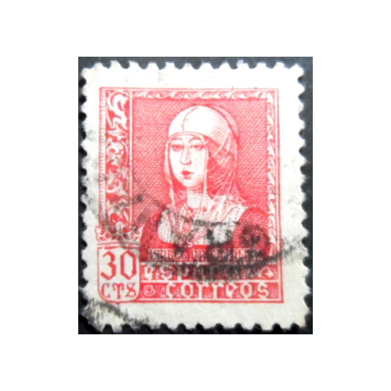 Selo postal da Espanha de 1938 Isabel the Catholic 30