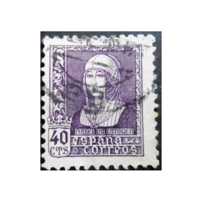 Selo postal da Espanha de 1938 Isabel the Catholic 40