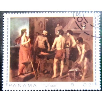 Selo postal do Panamá de 1967 The Blacksmith´s Shop by Diego Velazquez