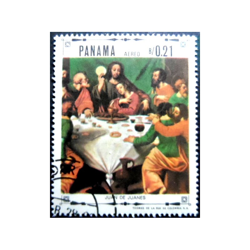 Selo postal do Panamá de 1968 The Last Supper by Juan de Juanes