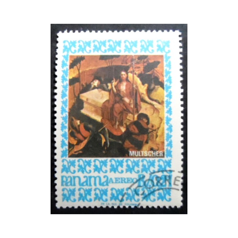 Selo postal do Panamá de 1967 The Arisen Christ by Hans Multscher