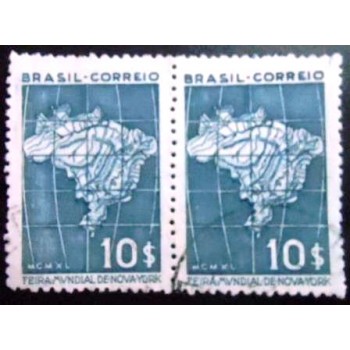 Par de selos postais do Brasil de 1940 Feira New York 10$ U