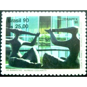 Selo postal do Brasil de 1990 As Banhistas de Alfredo Ceschiatti M