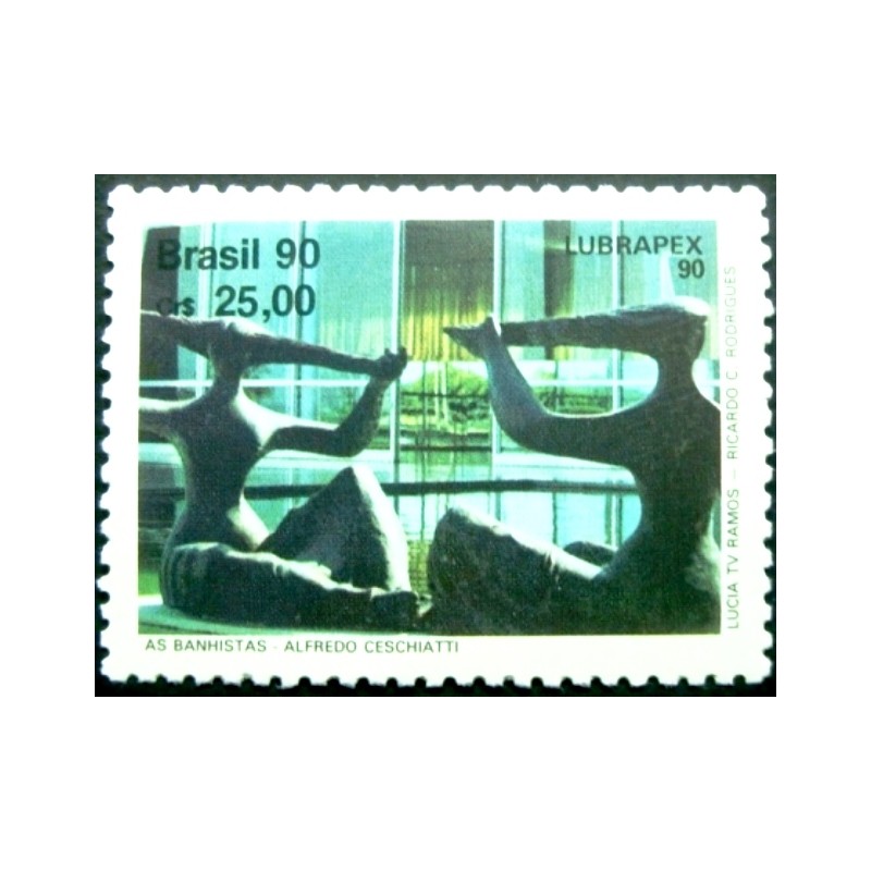 Selo postal do Brasil de 1990 As Banhistas de Alfredo Ceschiatti M