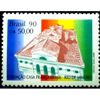 Selo postal do Brasil de 1990 Casa França-Brasil M