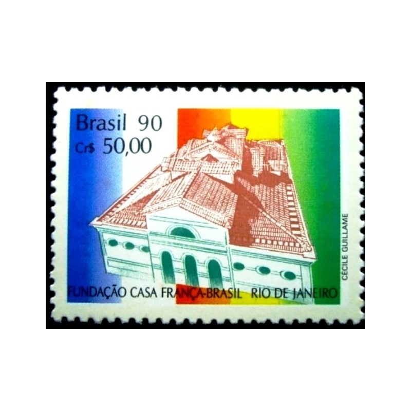 Selo postal do Brasil de 1990 Casa França-Brasil M