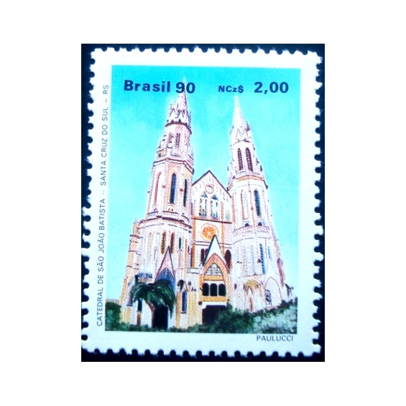 Selo postal do Brasil de 1990 Catedral S.J.Batista M