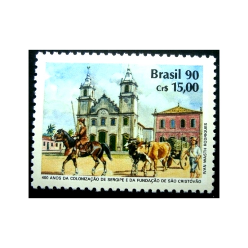 Selo postal do Brasil de 1990 400 Anos da Colonização de Sergipe M