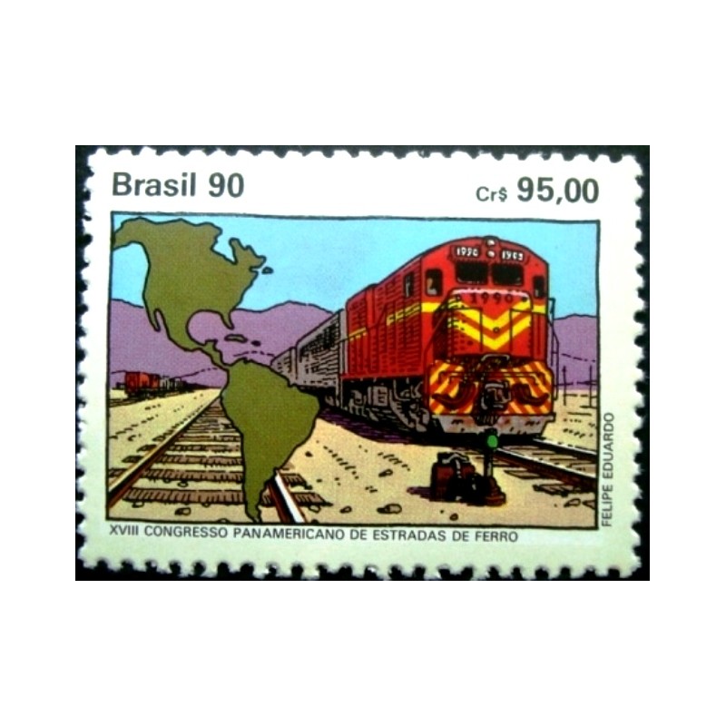 Selo postal de 1990 Estradas de Ferro M