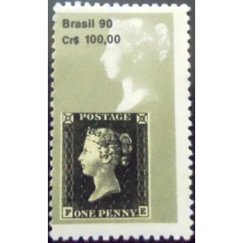 Selo postal do Brasil de 1990 Penny Black M