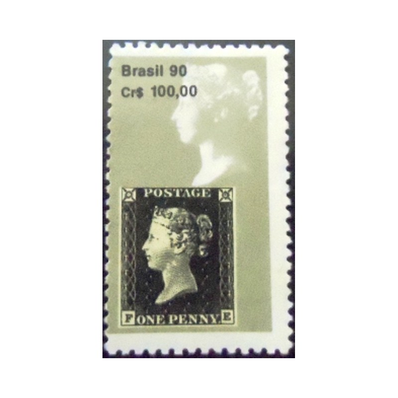 Selo postal do Brasil de 1990 Penny Black M